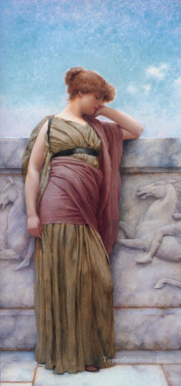 Leaning on the Balcony 1892 Neoclassicist lady John William Godward Oil Paintings